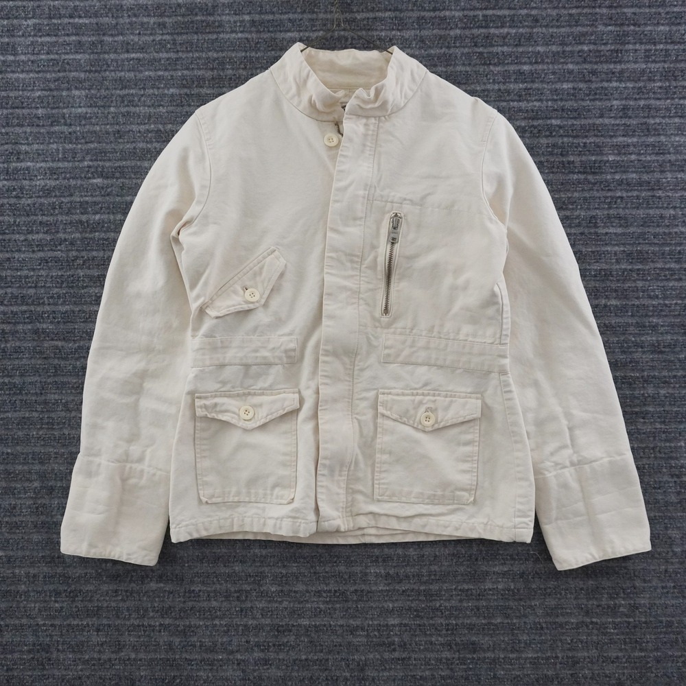 Vintage 90s Polo Jeans Co Field Jacket Mens Medium Off-White Cotton Utility